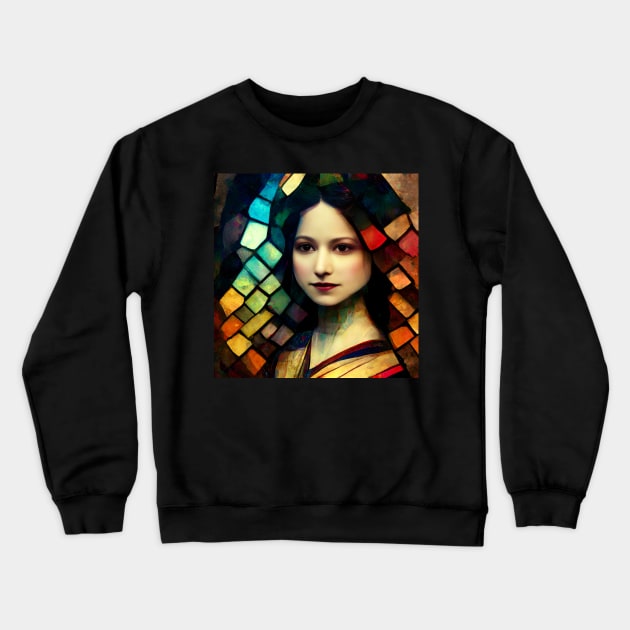 Monalisa in stained glass Crewneck Sweatshirt by ai1art